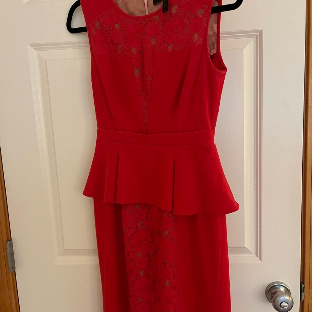 Red Lace Peplum Dress